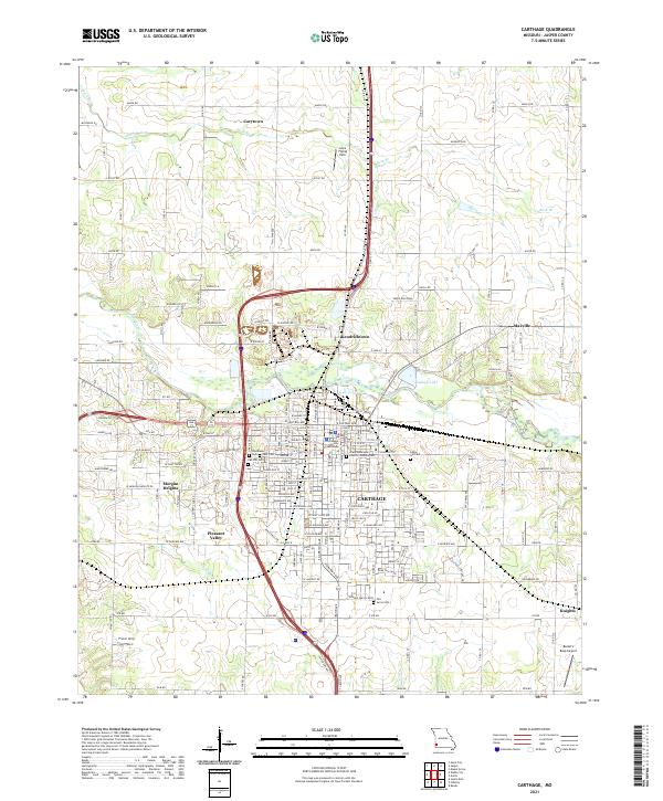 USGS US Topo 7.5-minute map for Carthage MO 2021