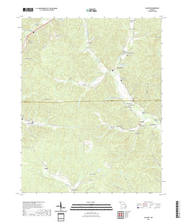 USGS US Topo 7.5-minute map for Cascade MO 2021