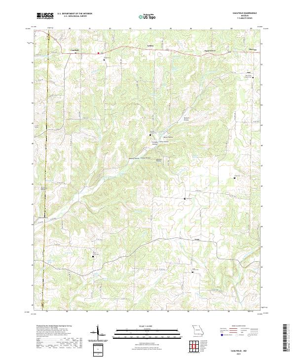 USGS US Topo 7.5-minute map for Caulfield MO 2021