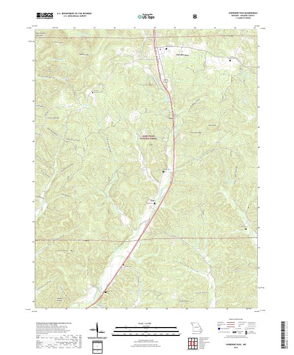 USGS US Topo 7.5-minute map for Cherokee Pass MO 2021