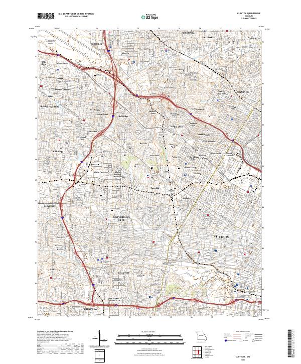 USGS US Topo 7.5-minute map for Clayton MO 2021