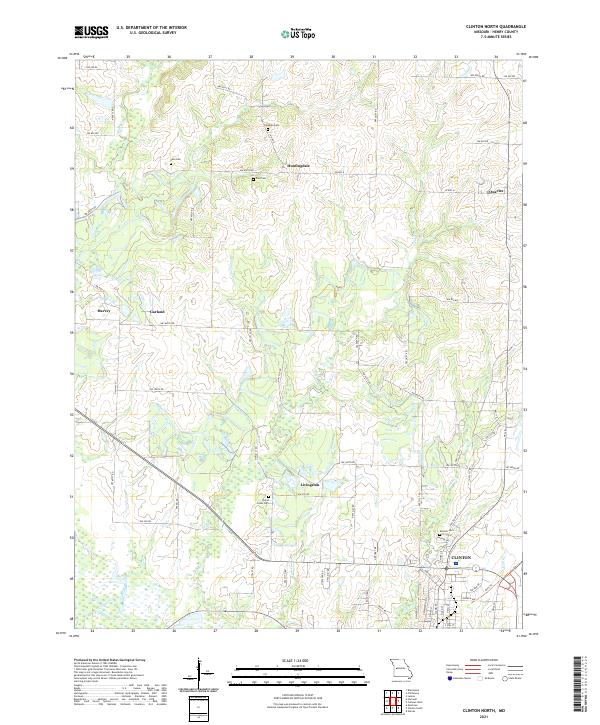 USGS US Topo 7.5-minute map for Clinton North MO 2021