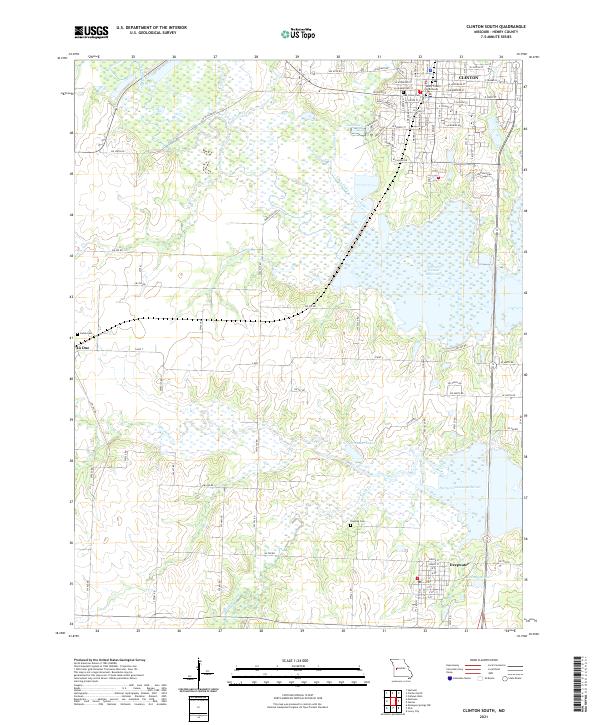 USGS US Topo 7.5-minute map for Clinton South MO 2021