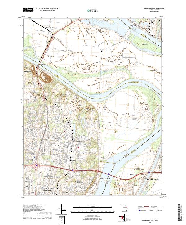 USGS US Topo 7.5-minute map for Columbia Bottom MOIL 2021