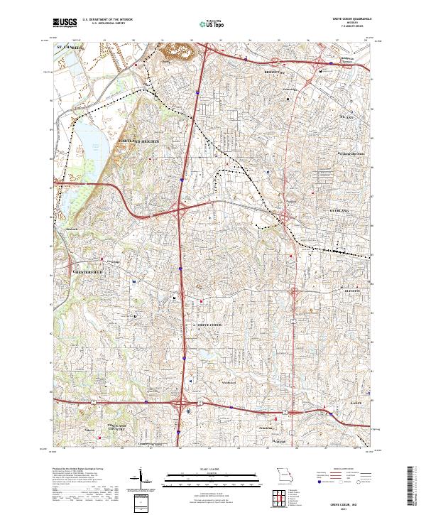 USGS US Topo 7.5-minute map for Creve Coeur MO 2021