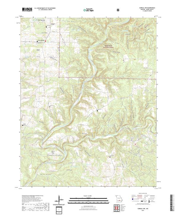 USGS US Topo 7.5-minute map for Cureall NW MO 2021