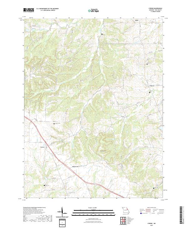 USGS US Topo 7.5-minute map for Cyrene MO 2021