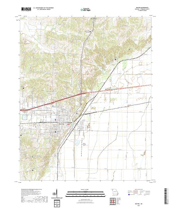 USGS US Topo 7.5-minute map for Dexter MO 2021