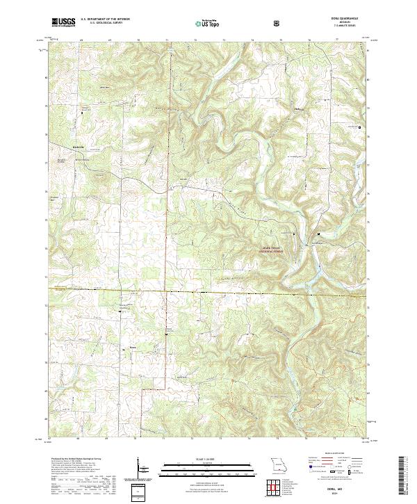 USGS US Topo 7.5-minute map for Dora MO 2021