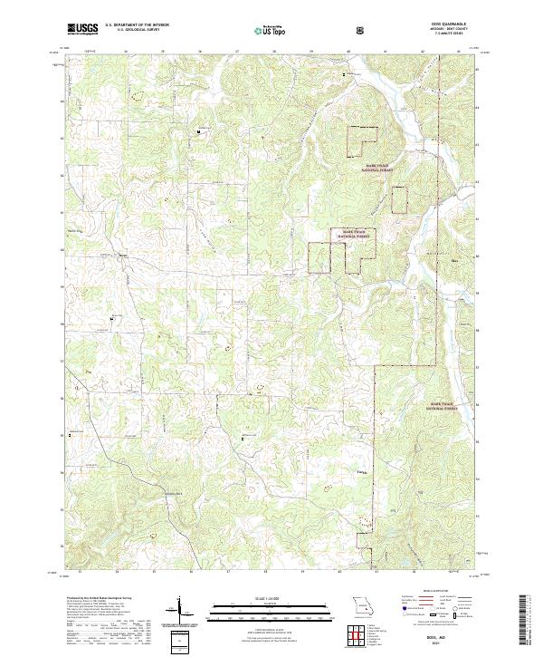 USGS US Topo 7.5-minute map for Doss MO 2021