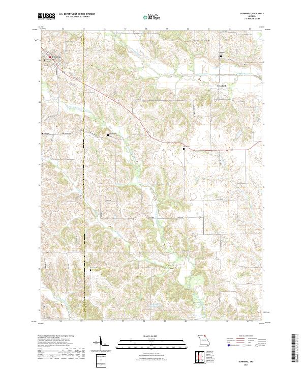 USGS US Topo 7.5-minute map for Downing MO 2021