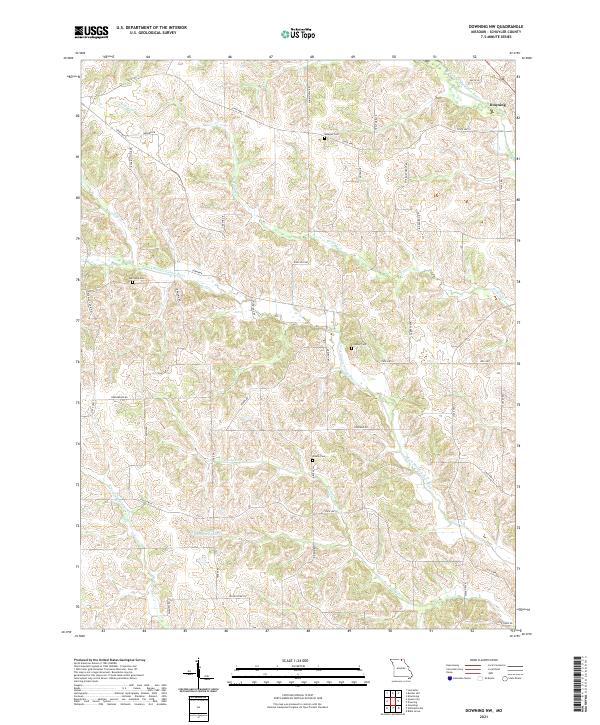 USGS US Topo 7.5-minute map for Downing NW MO 2021