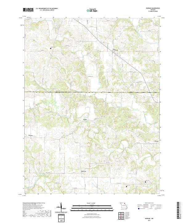 USGS US Topo 7.5-minute map for Durham MO 2021