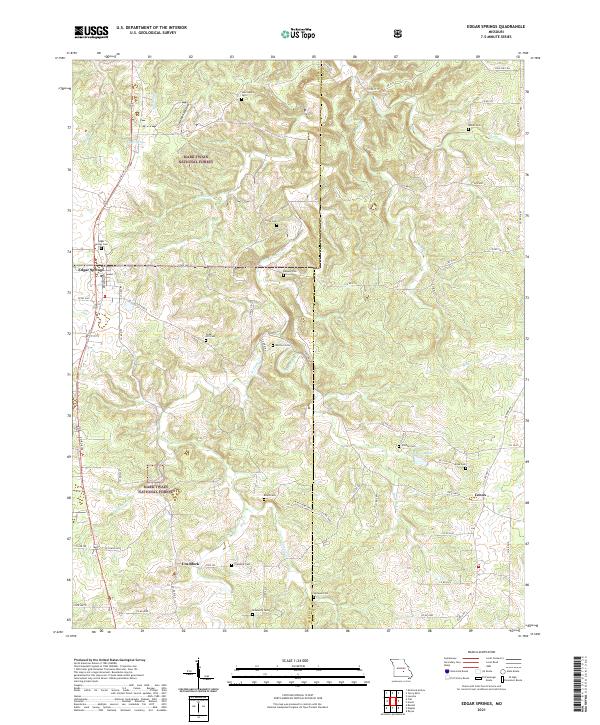 USGS US Topo 7.5-minute map for Edgar Springs MO 2021