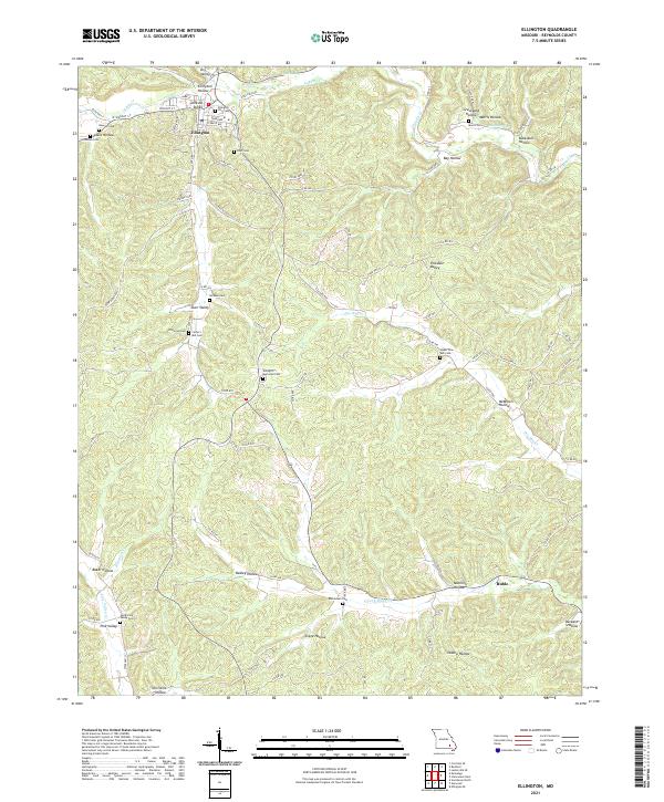 USGS US Topo 7.5-minute map for Ellington MO 2021