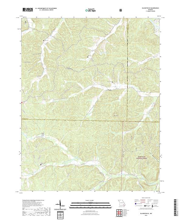 USGS US Topo 7.5-minute map for Ellington SE MO 2021