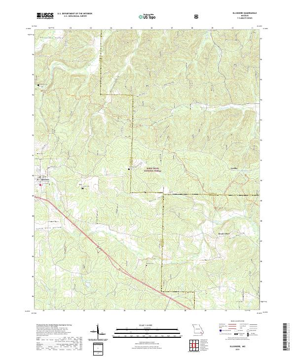 USGS US Topo 7.5-minute map for Ellsinore MO 2021