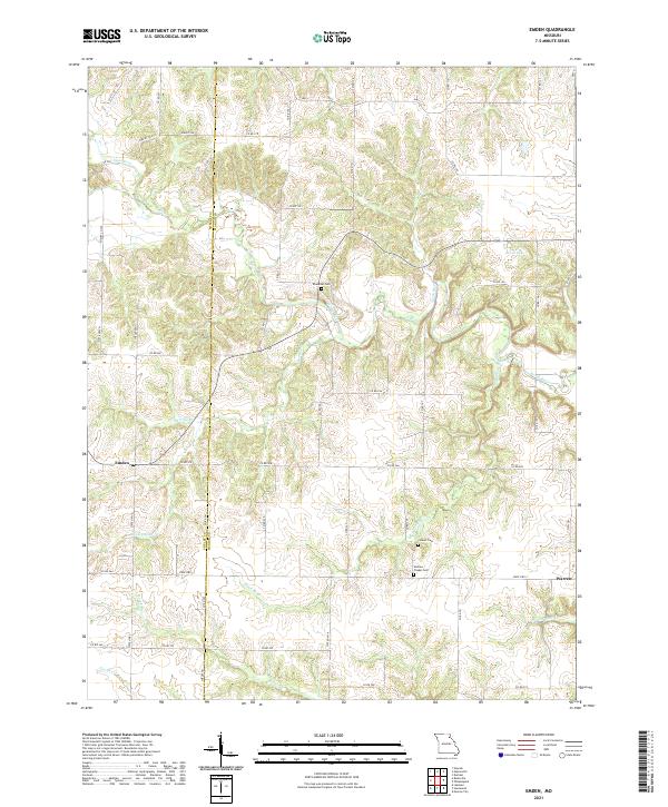 USGS US Topo 7.5-minute map for Emden MO 2021