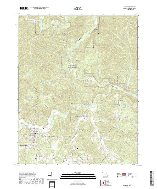 USGS US Topo 7.5-minute map for Eminence MO 2021