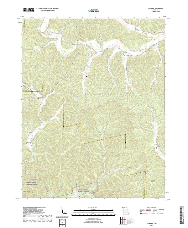 USGS US Topo 7.5-minute map for Exchange MO 2021