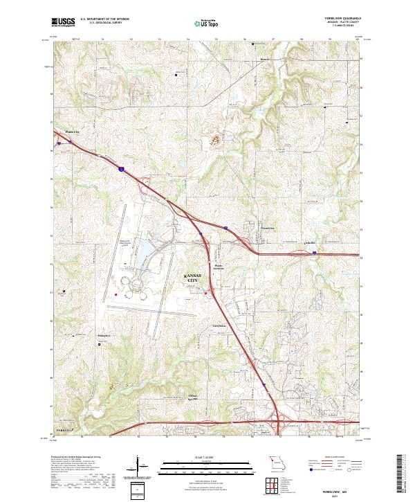 USGS US Topo 7.5-minute map for Ferrelview MO 2021