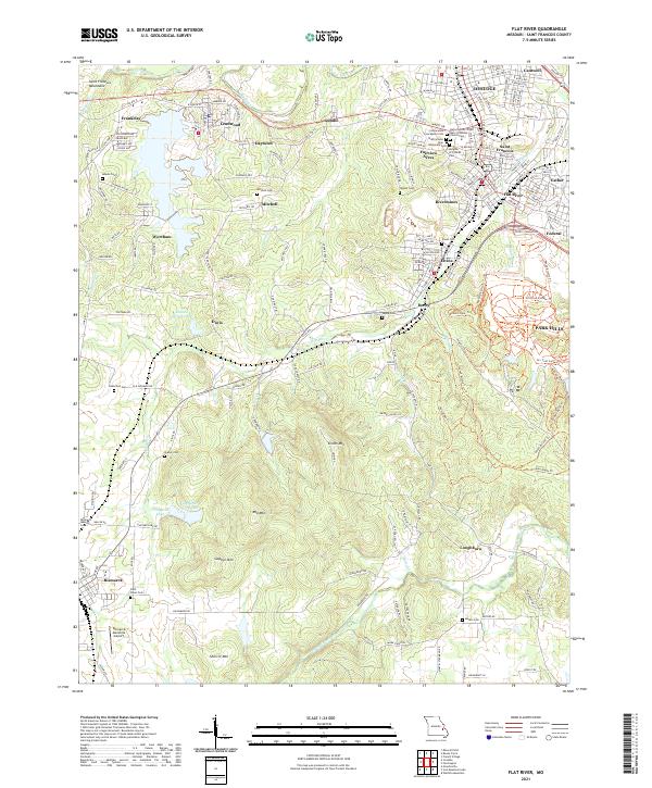 USGS US Topo 7.5-minute map for Flat River MO 2021