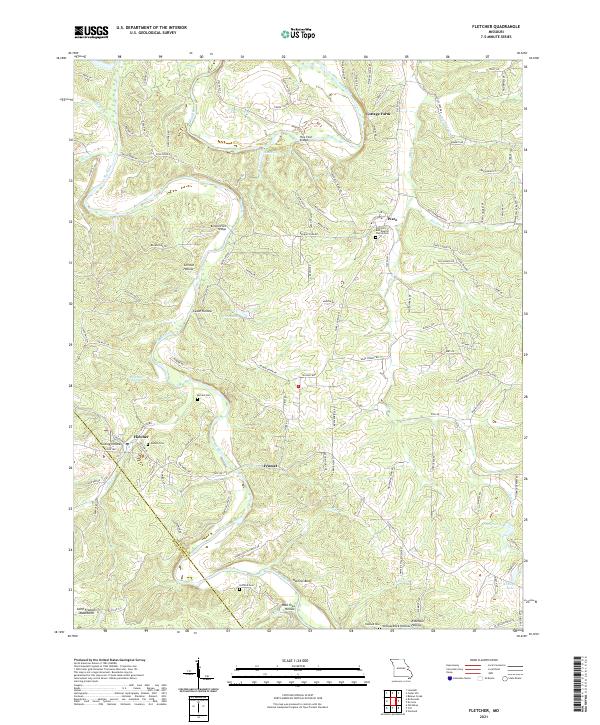 USGS US Topo 7.5-minute map for Fletcher MO 2021