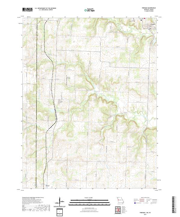 USGS US Topo 7.5-minute map for Freeman MOKS 2021