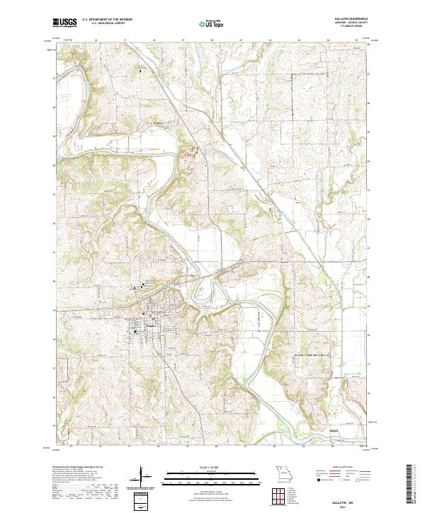 USGS US Topo 7.5-minute map for Gallatin MO 2021