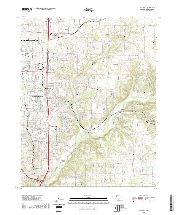 USGS US Topo 7.5-minute map for Galloway MO 2021