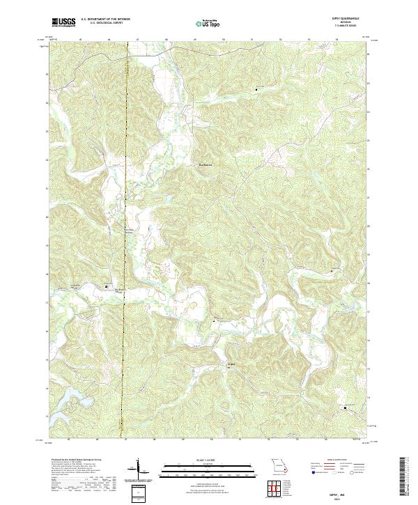 USGS US Topo 7.5-minute map for Gipsy MO 2021