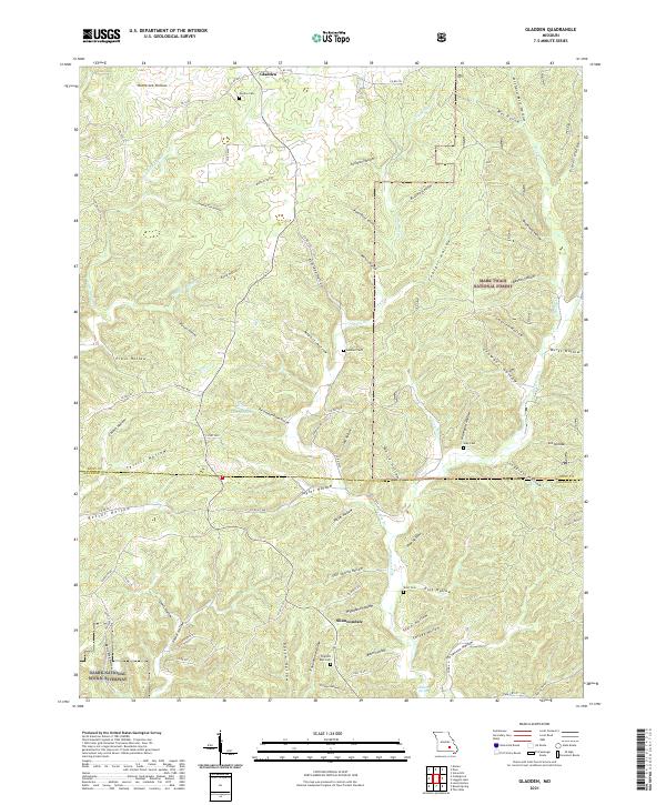 USGS US Topo 7.5-minute map for Gladden MO 2021