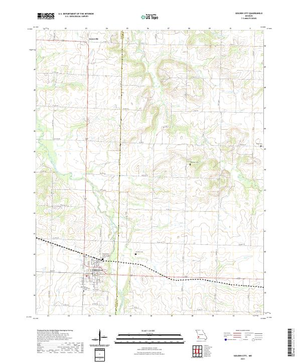 USGS US Topo 7.5-minute map for Golden City MO 2021