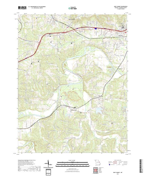 USGS US Topo 7.5-minute map for Gray Summit MO 2021