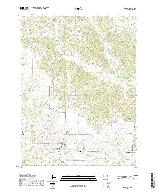 USGS US Topo 7.5-minute map for Green City MO 2021