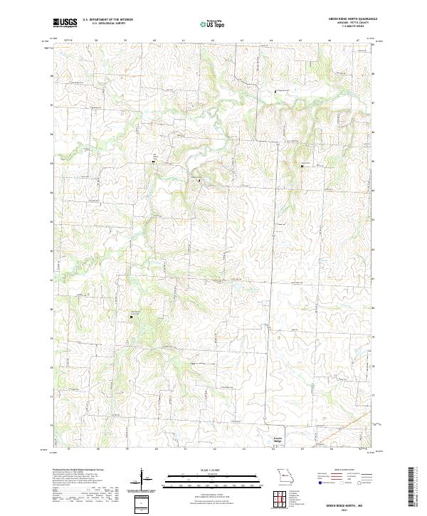 USGS US Topo 7.5-minute map for Green Ridge North MO 2021