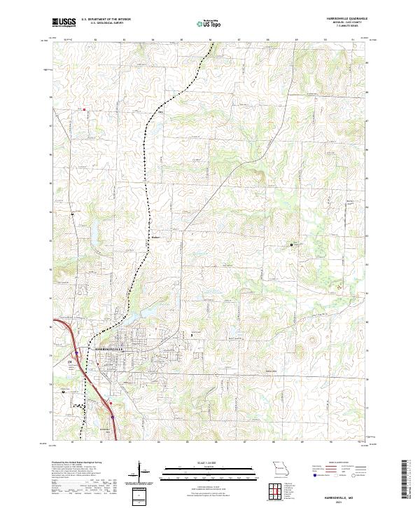 USGS US Topo 7.5-minute map for Harrisonville MO 2021