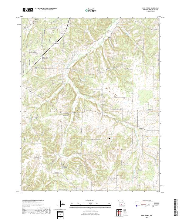 USGS US Topo 7.5-minute map for High Prairie MO 2021