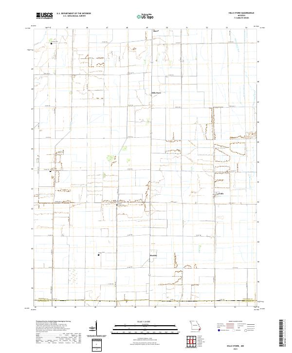 USGS US Topo 7.5-minute map for Hills Store MO 2021