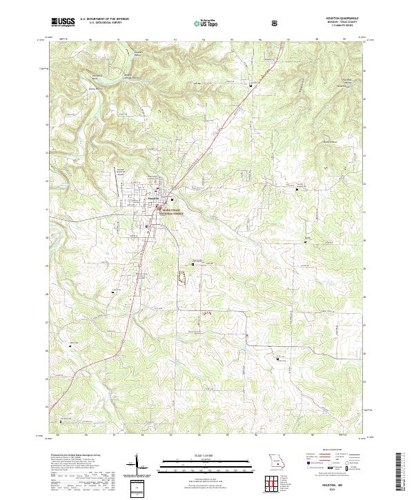 USGS US Topo 7.5-minute map for Houston MO 2021