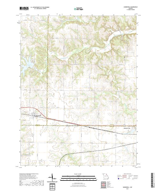 USGS US Topo 7.5-minute map for Hunnewell MO 2021