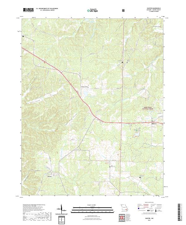 USGS US Topo 7.5-minute map for Hunter MO 2021