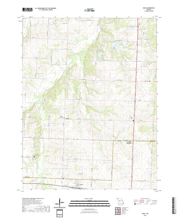 USGS US Topo 7.5-minute map for Ionia MO 2021