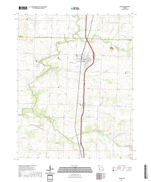 USGS US Topo 7.5-minute map for Jasper MO 2021