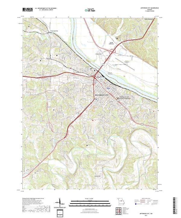 USGS US Topo 7.5-minute map for Jefferson City MO 2021