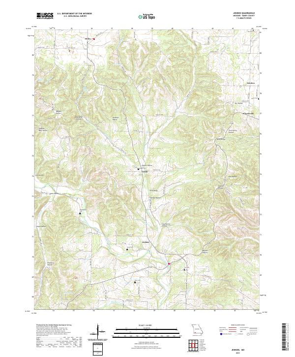 USGS US Topo 7.5-minute map for Jenkins MO 2021