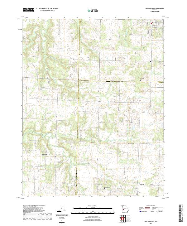 USGS US Topo 7.5-minute map for Jerico Springs MO 2021