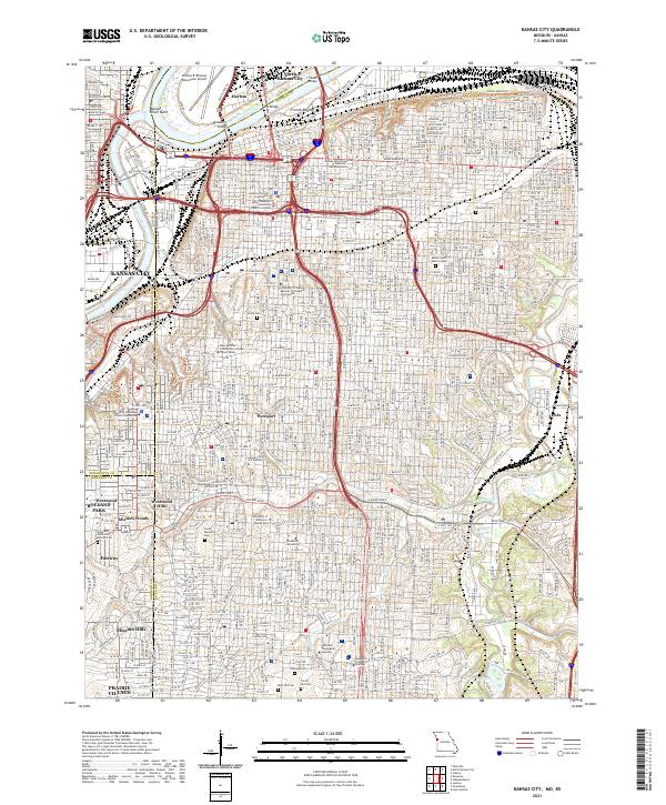 USGS US Topo 7.5-minute map for Kansas City MOKS 2021