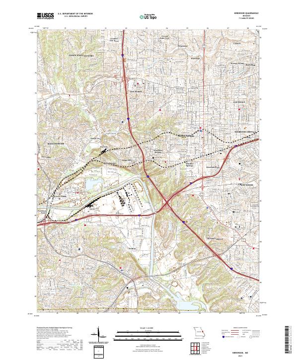 USGS US Topo 7.5-minute map for Kirkwood MO 2021