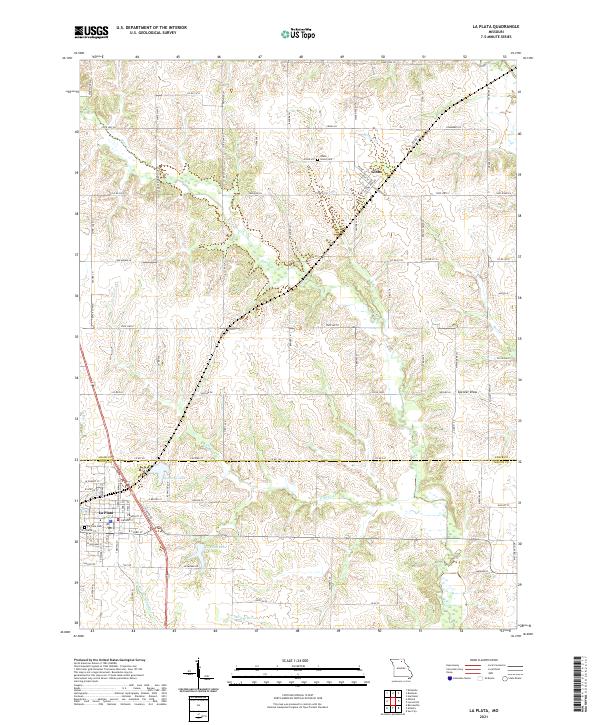 USGS US Topo 7.5-minute map for La Plata MO 2021